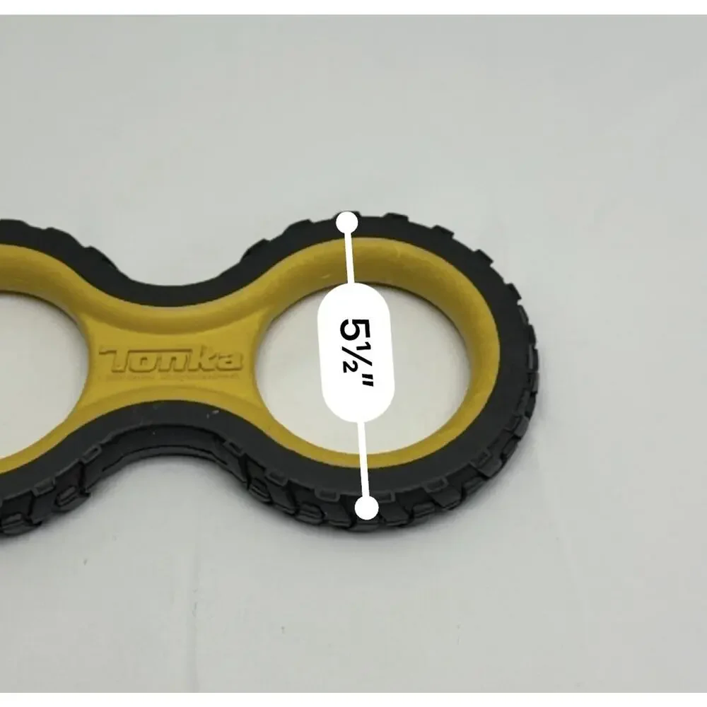TONKA DOG TOY Large 12” Figure 8 Tire Rubber Tug Chew Toy Yellow Black